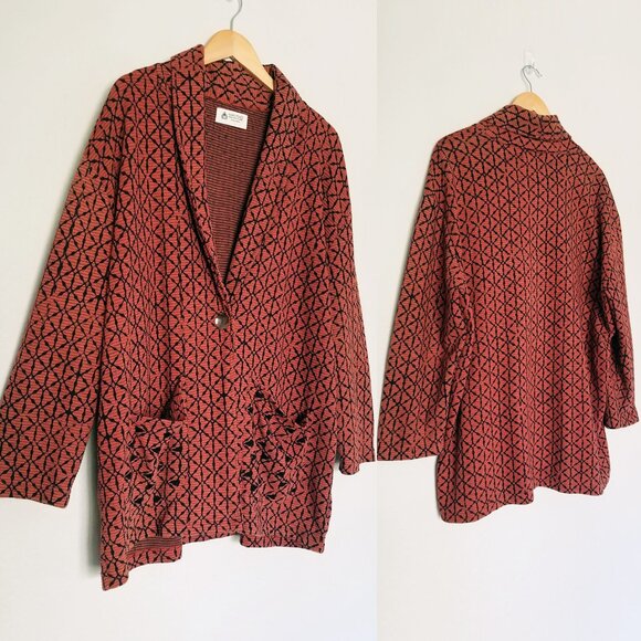 Marketplace Handwork of India Shawl Collar Cardigan Jacket Coat Coatigan L Boho - Picture 15 of 15